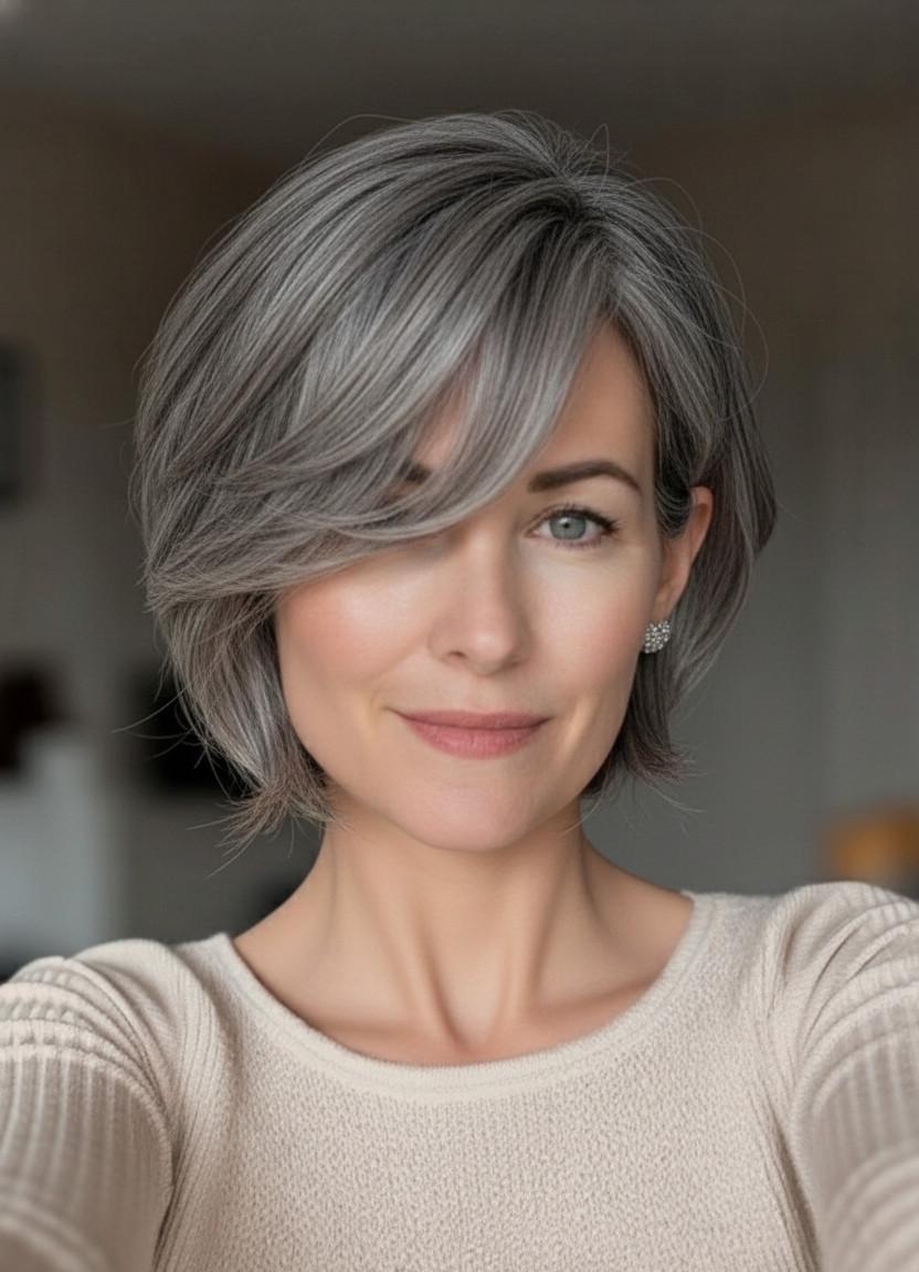 Bixie Seitenscheitel graues Haar