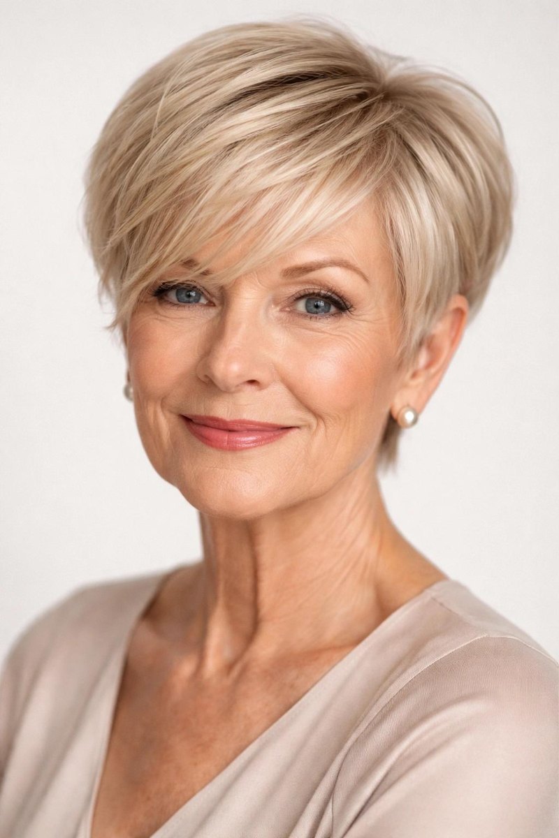 Blonder Pixie runde Gesichtsform