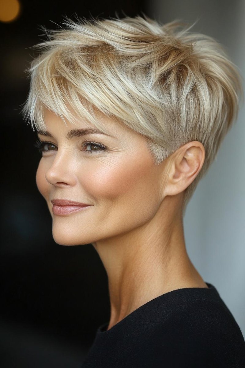 Blonder Pixie dunkler Ansatz