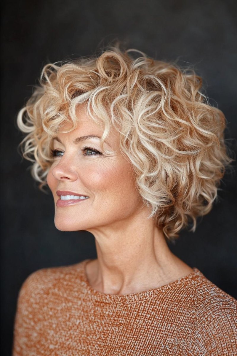 Lockiger blonder Pixie Cut
