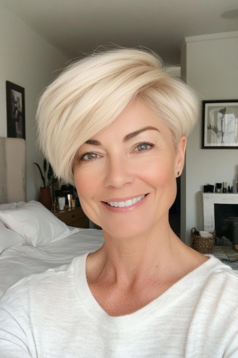 Blonder Pixie Cut Seitenscheitel