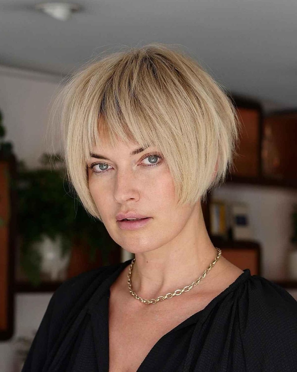 Blonder Bob mit dichtem Pony