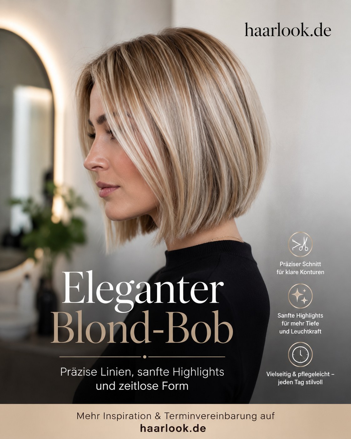 Eleganter Blond-Bob mit präzisen Linien, eine zeitlose Bob Frisur ab 50