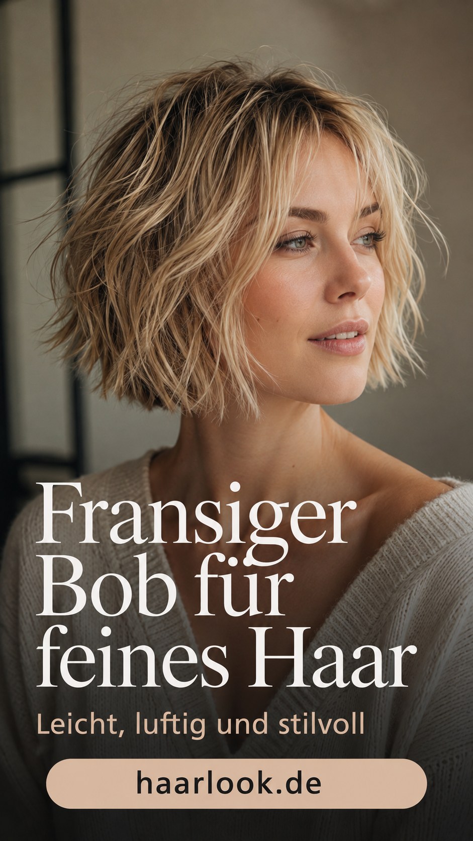 Fransiger gestufter Bob für feines Haar mit luftiger Textur und viel Bewegung