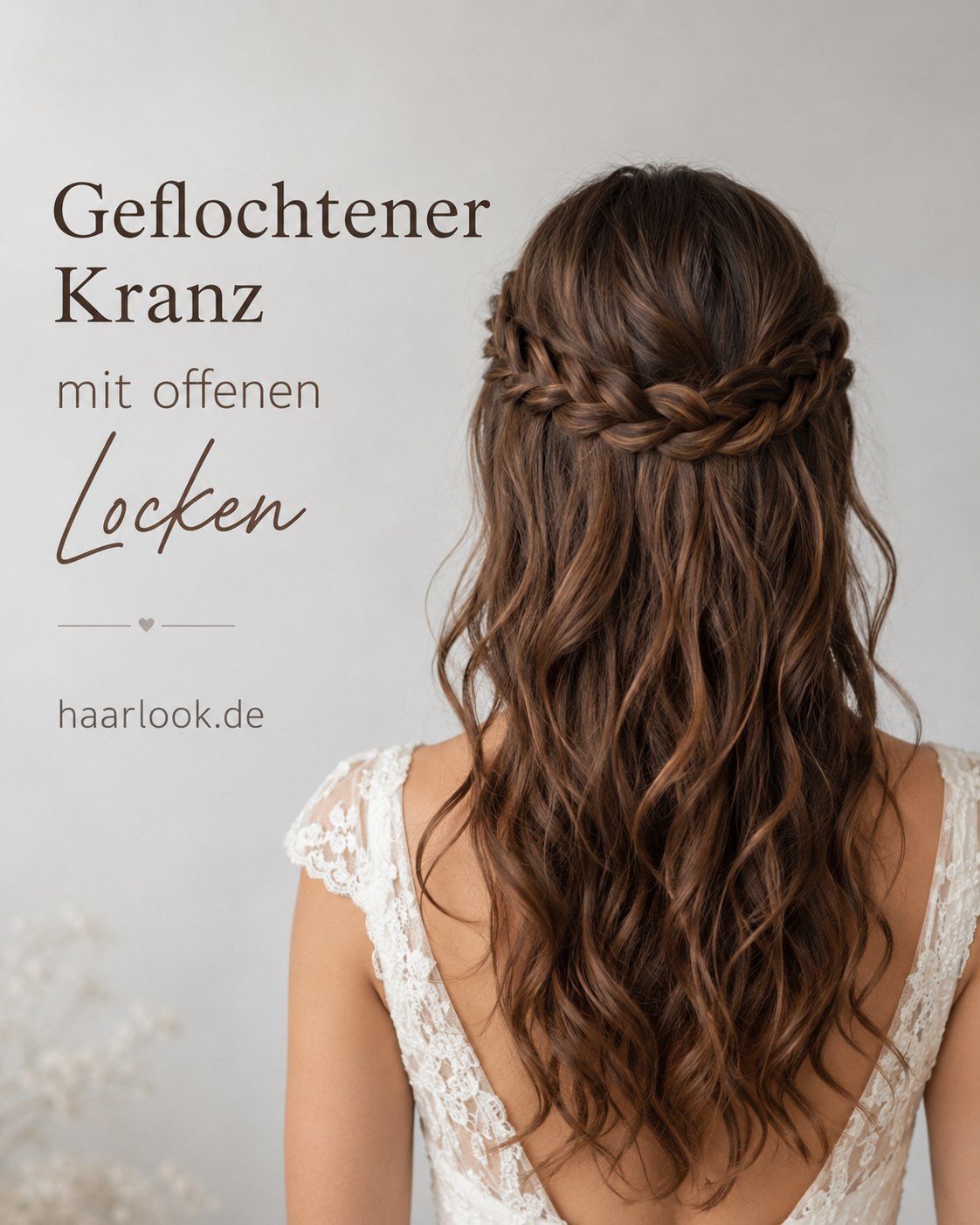 Brautjungfern Frisur Locken mit geflochtenem Kranz und offenen langen Wellen