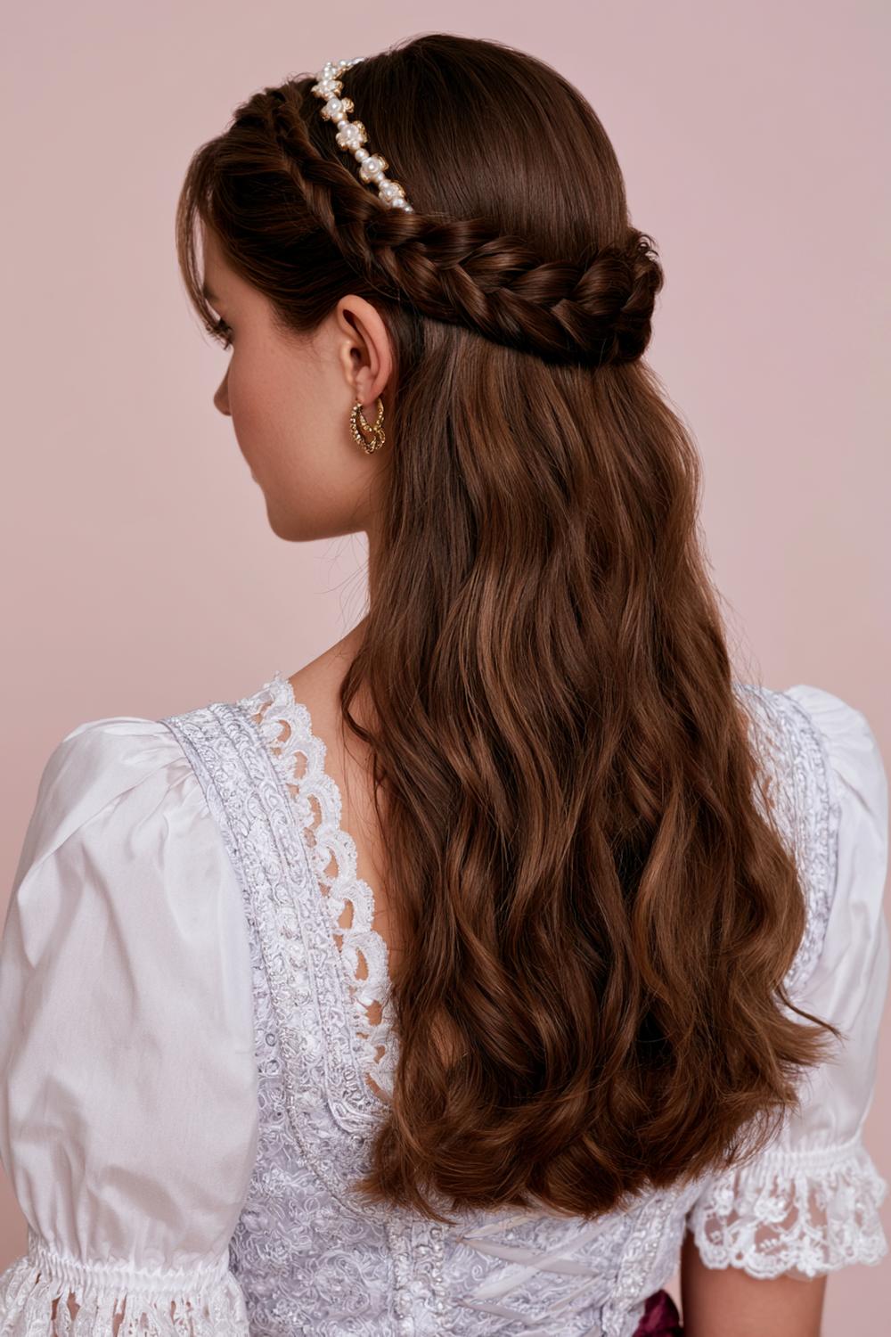 Perlen-Haarreif mit Flechtdetails