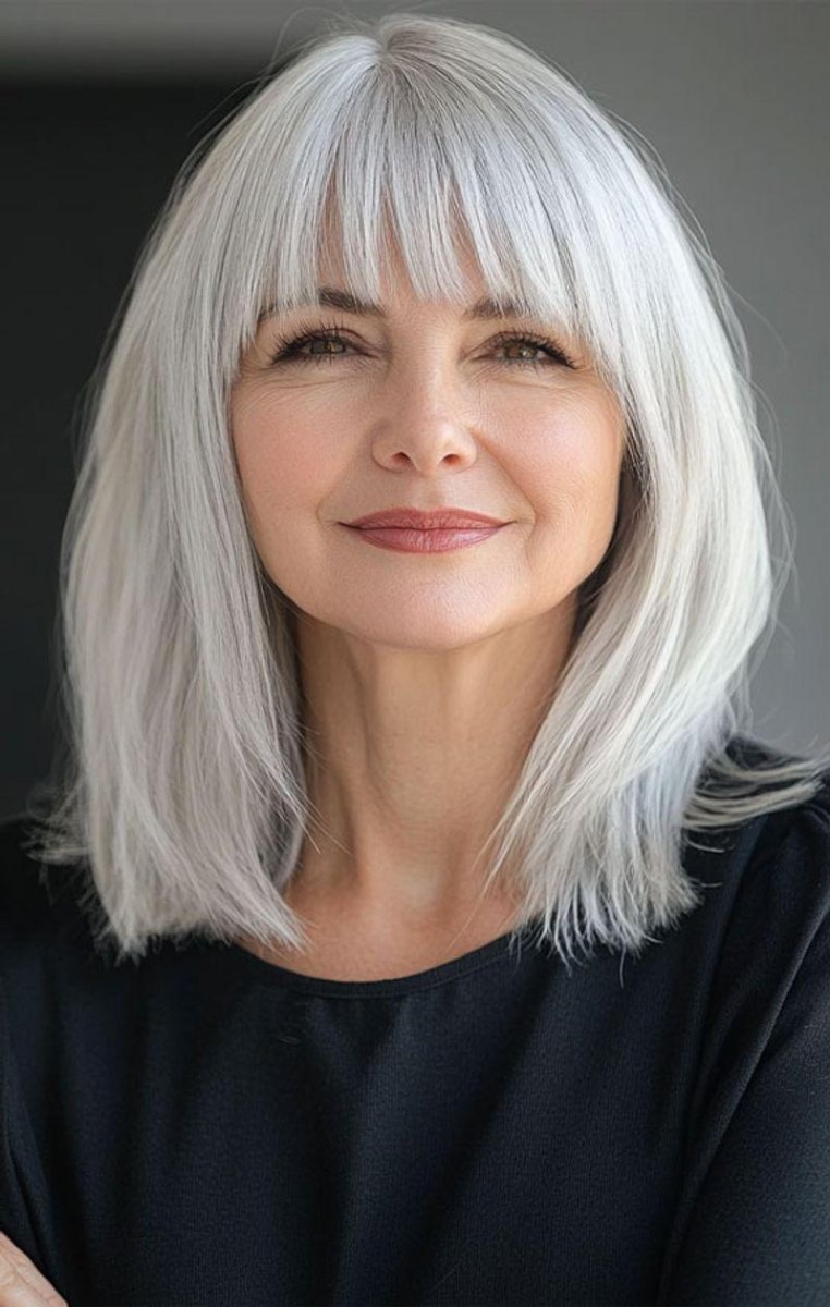 Eleganter Long Bob mit Pony