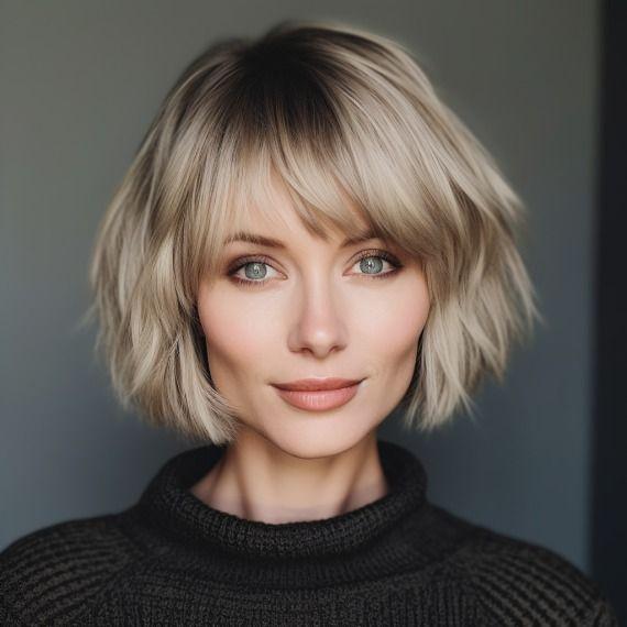 Feiner blonder Bob mit Volumen