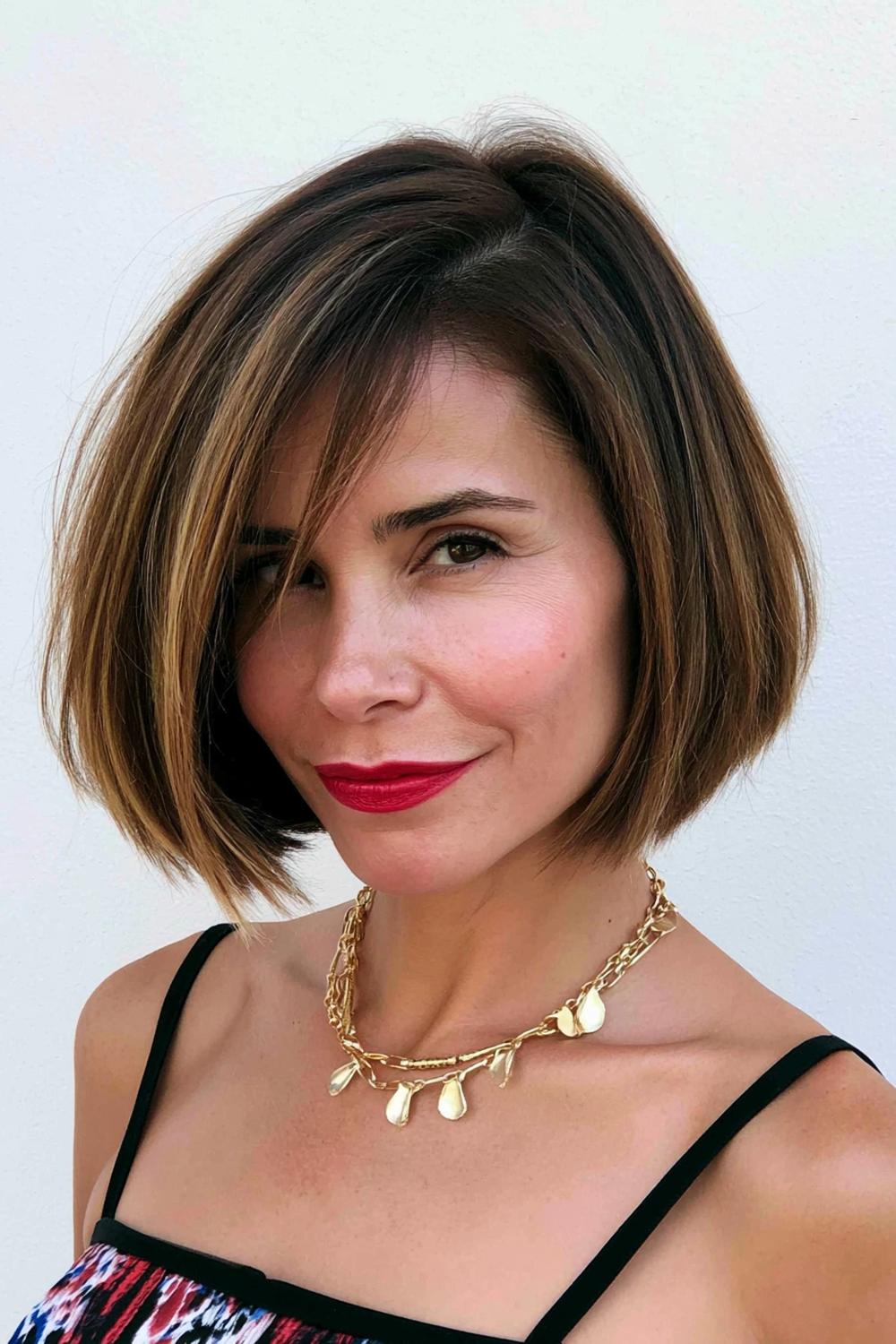Moderner Balayage-Bob mit Highlights