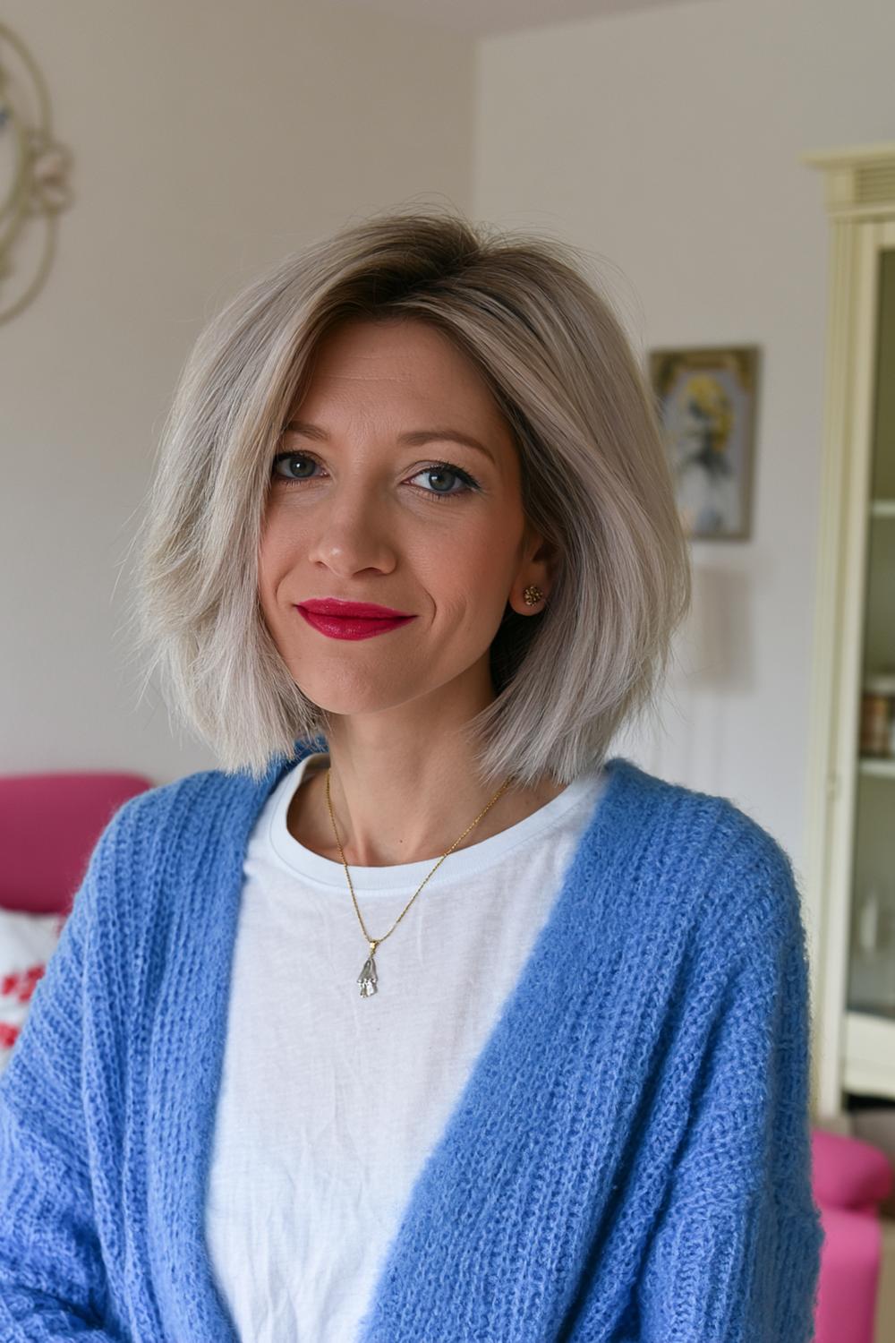 Platinblonder Bob mit Volumen