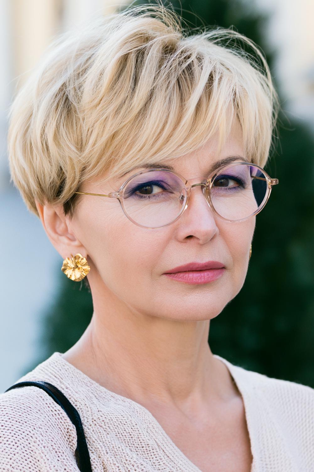 Eleganter Pixie mit getönter Brille