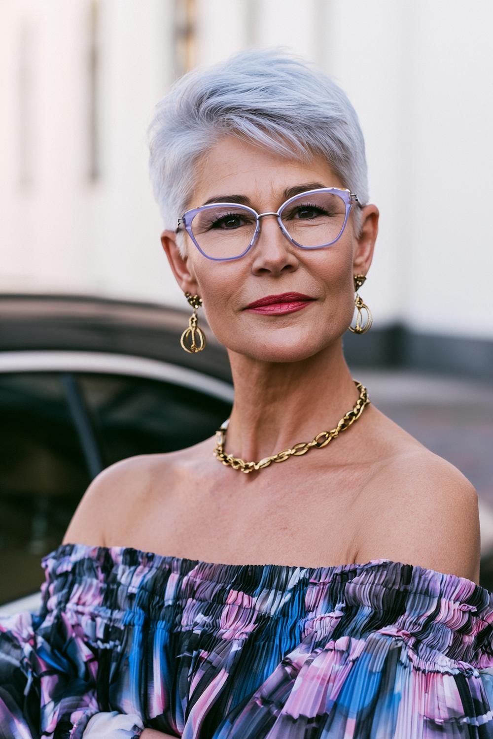 Glamouröser Seitenscheitel mit Goldschmuck