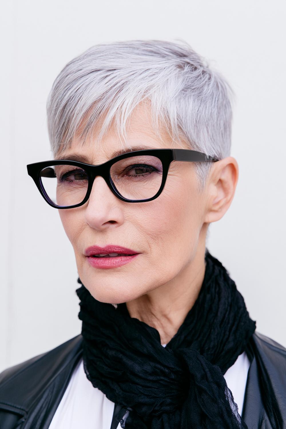 Eleganter Pixie mit schwarzer Brille