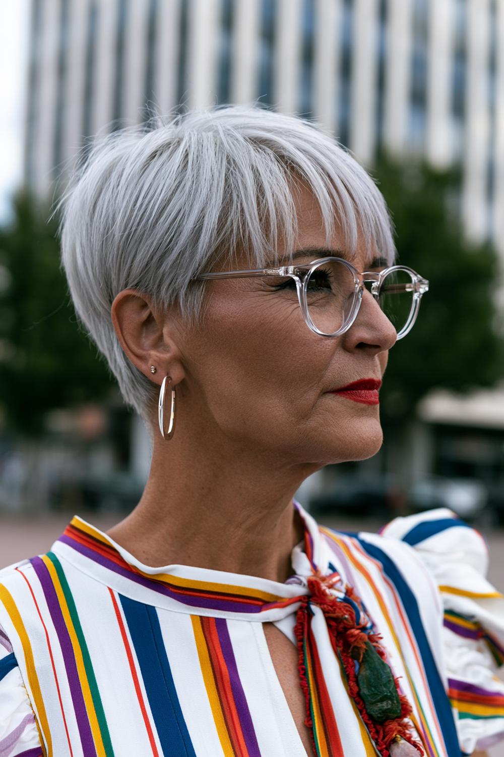 Moderner Pixie mit transparenter Brille