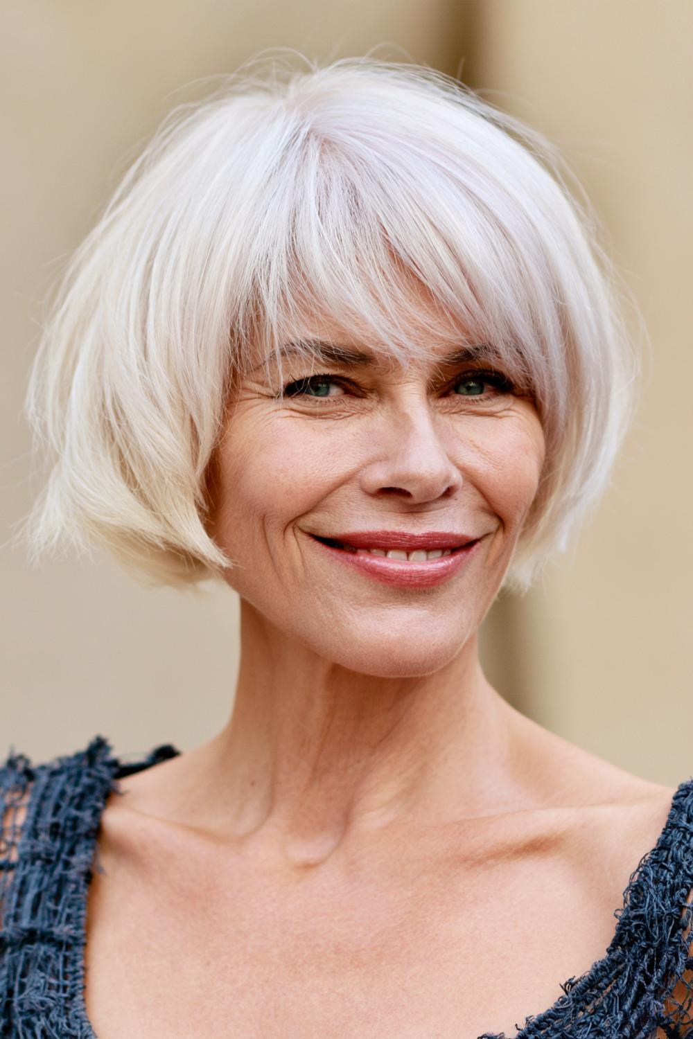 Platinblonder Bob mit Pony