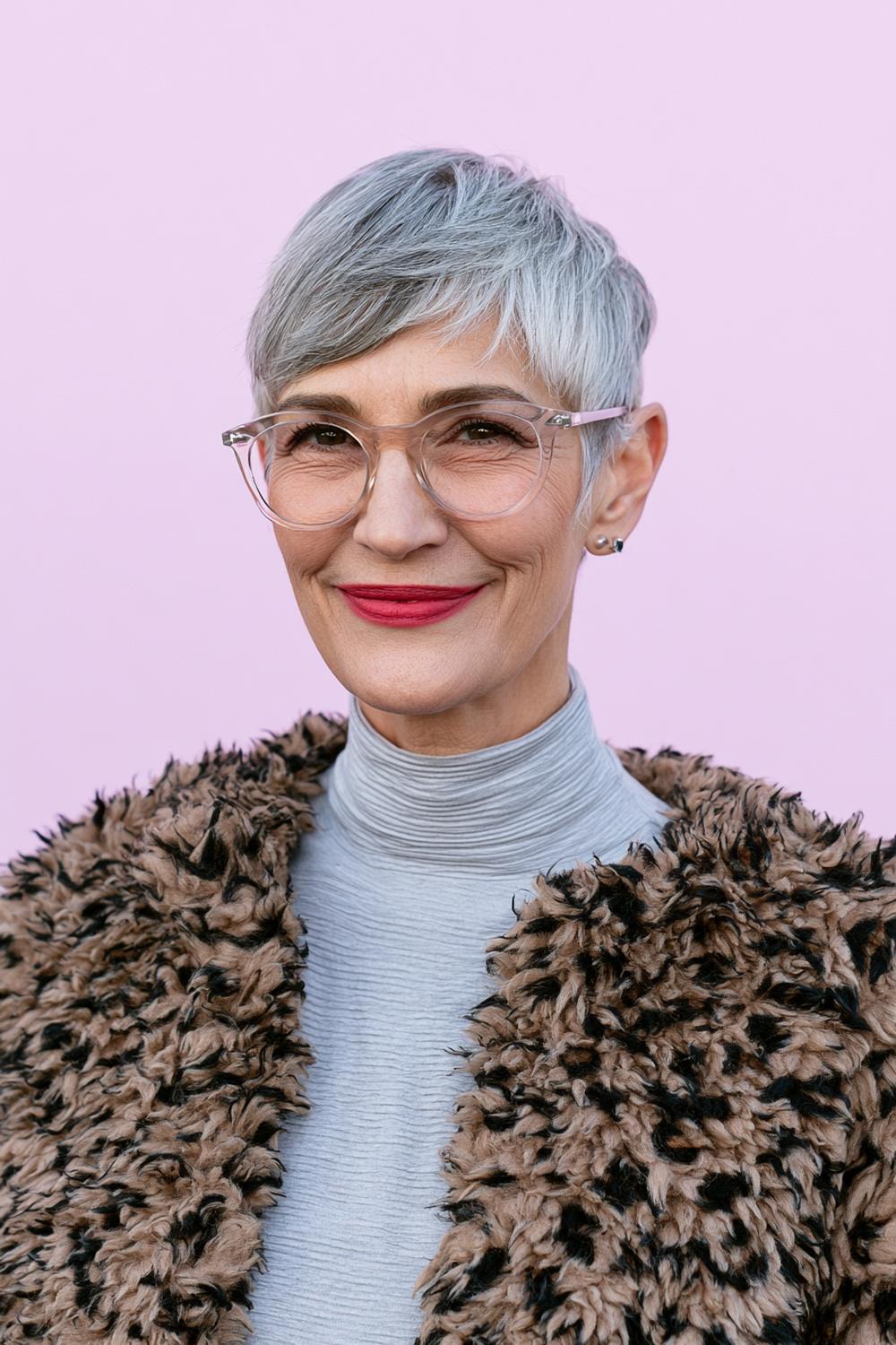 Weicher Pixie mit rosafarbener Brille