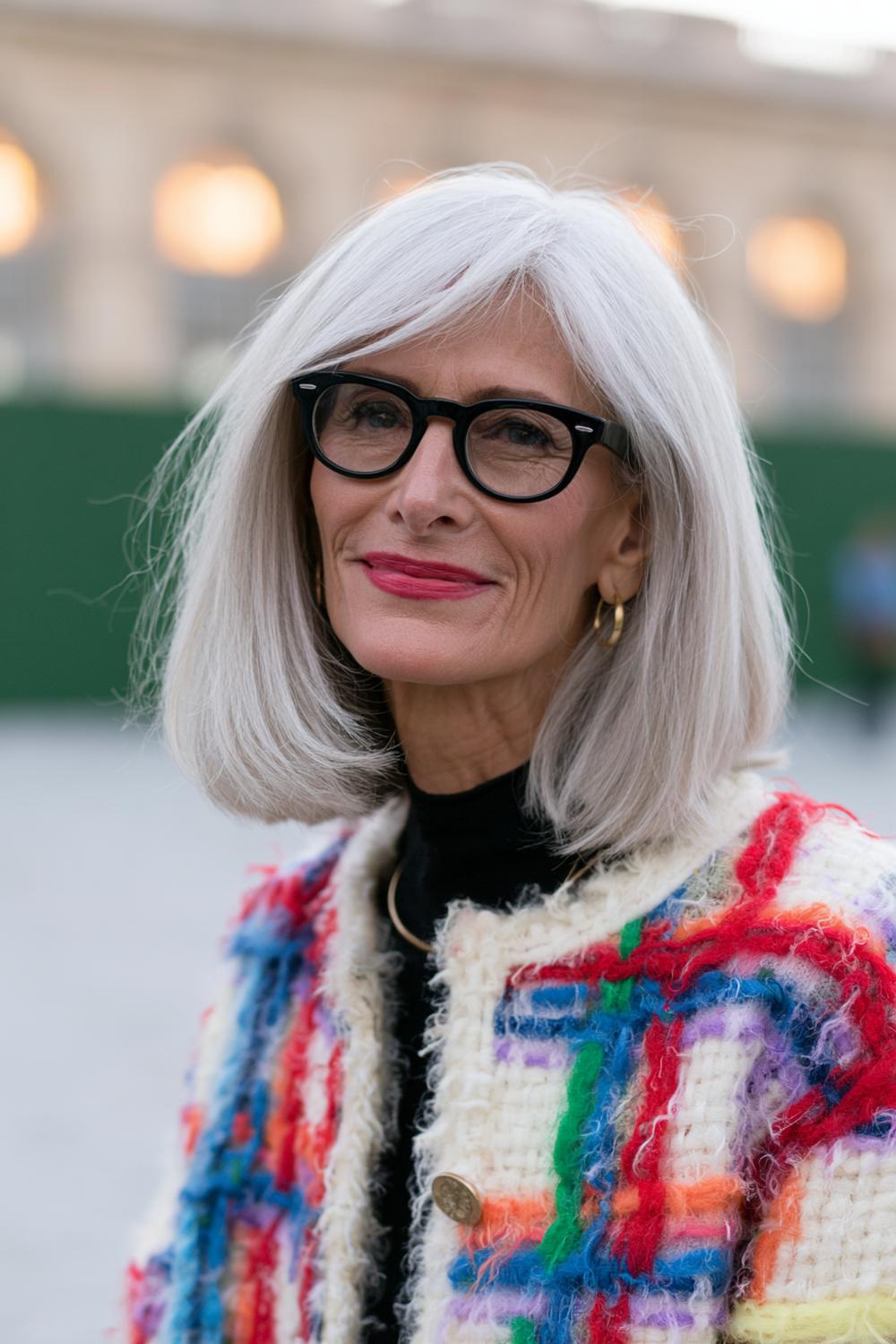 Schwarze Brille zum Schulterlangen Haar