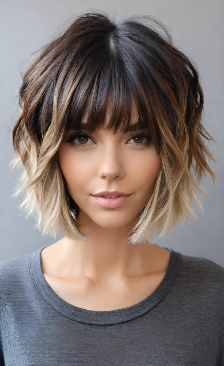 Balayage auf gestuftem Bob