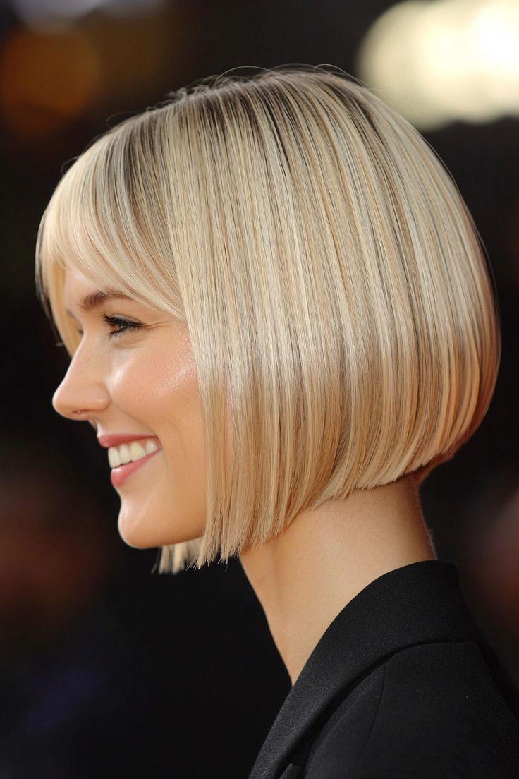 Glatter eleganter blonder Bob