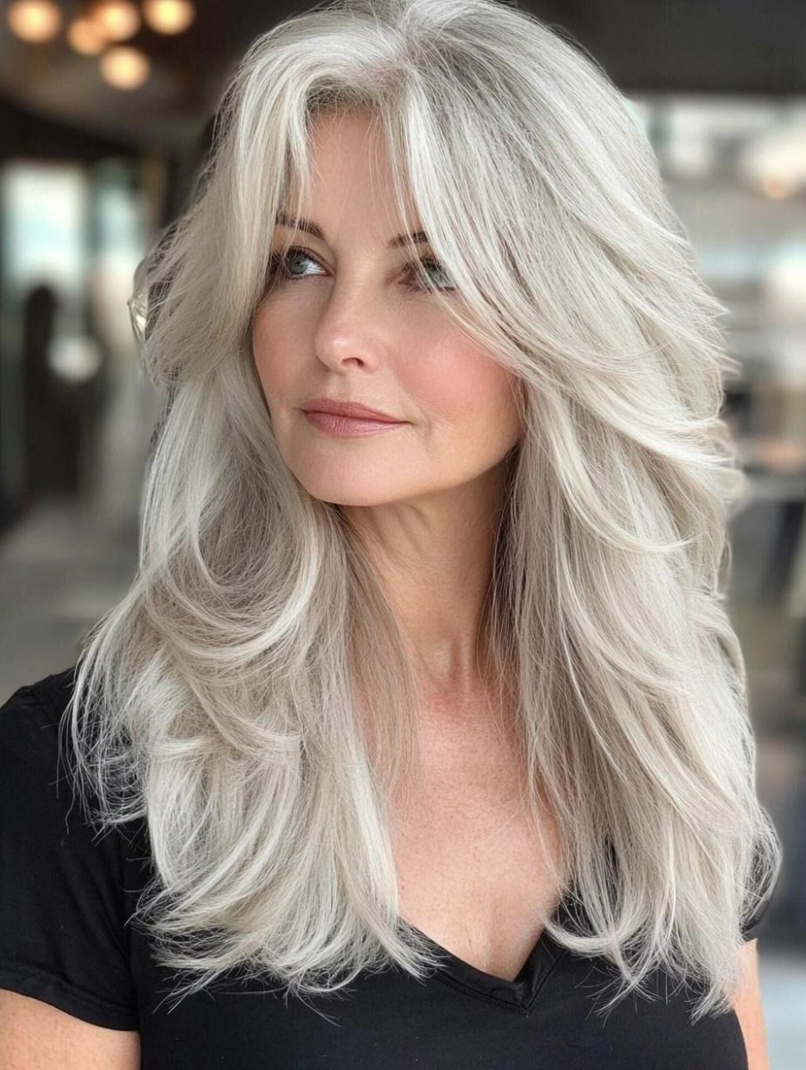 Graue Haare mit weichen Stufen