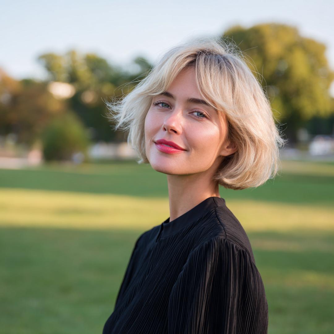 Blonder Wellen Bob Mit Pony