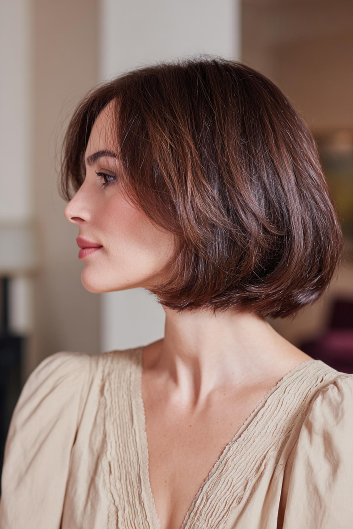 Runder Bob Mit Volumen Braun