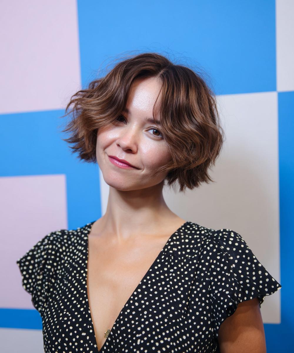 Kurzer Wellig Brauner Bob