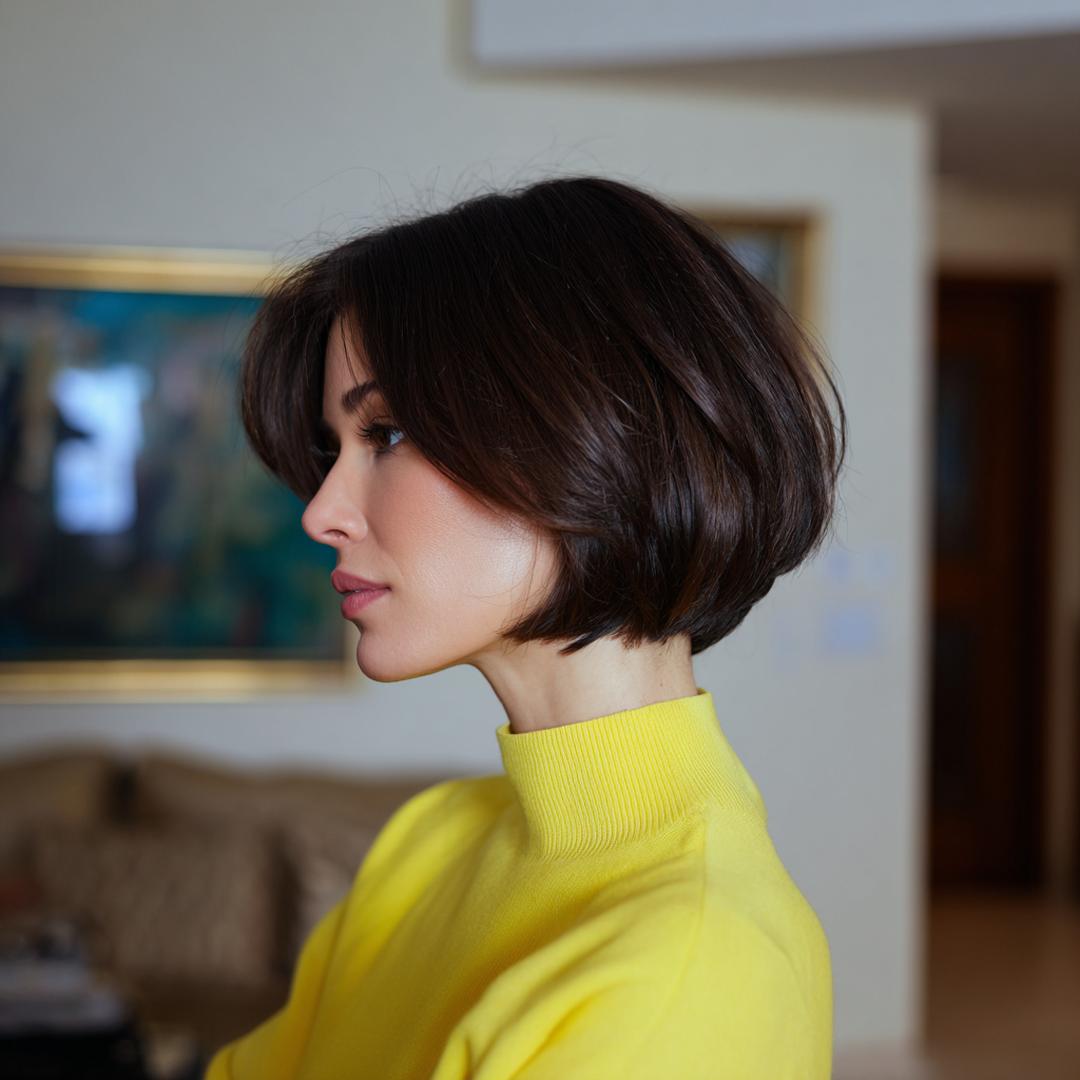 Dunkelbrauner Volumin&ouml;ser Klassischer Bob