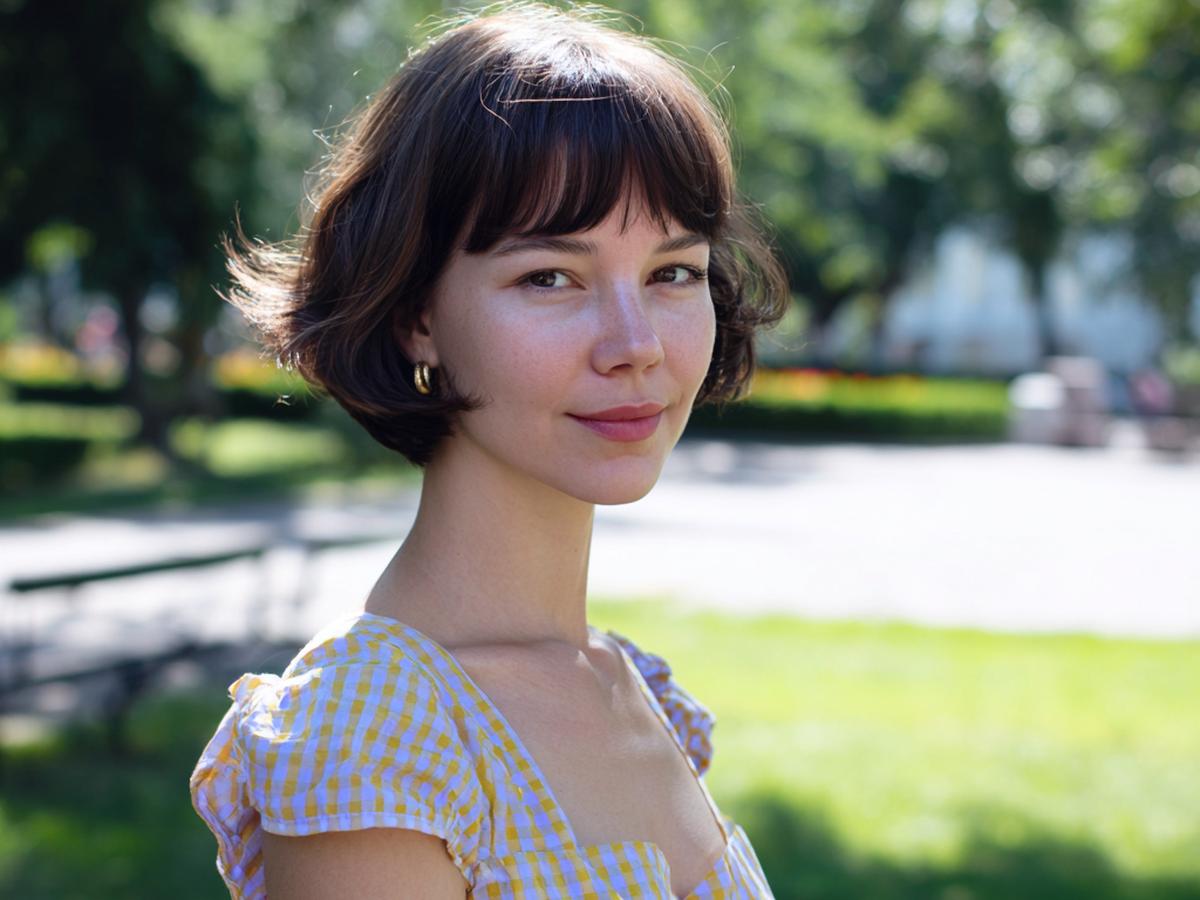 Kurzer Brauner Bob Mit Micro Pony