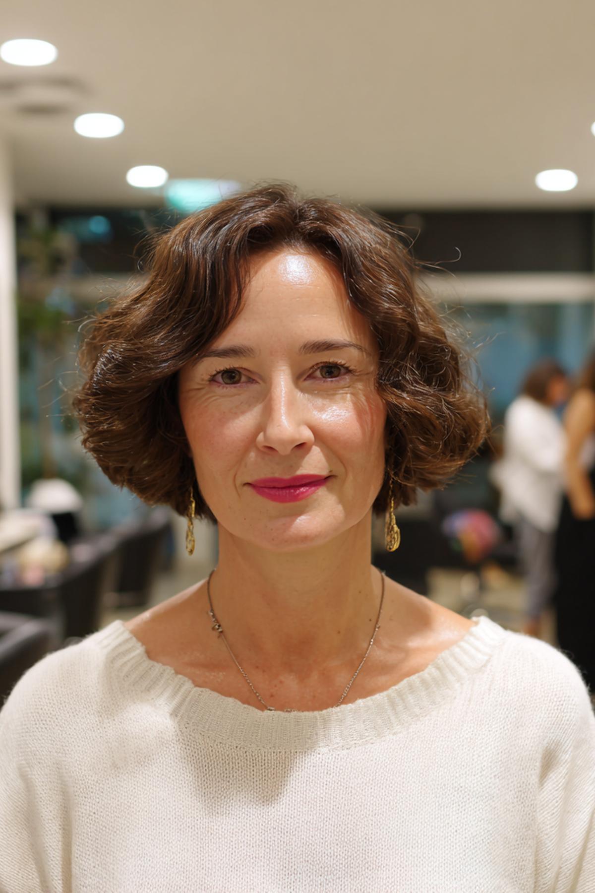 Kurzer Lockenbob Dunkelbraun