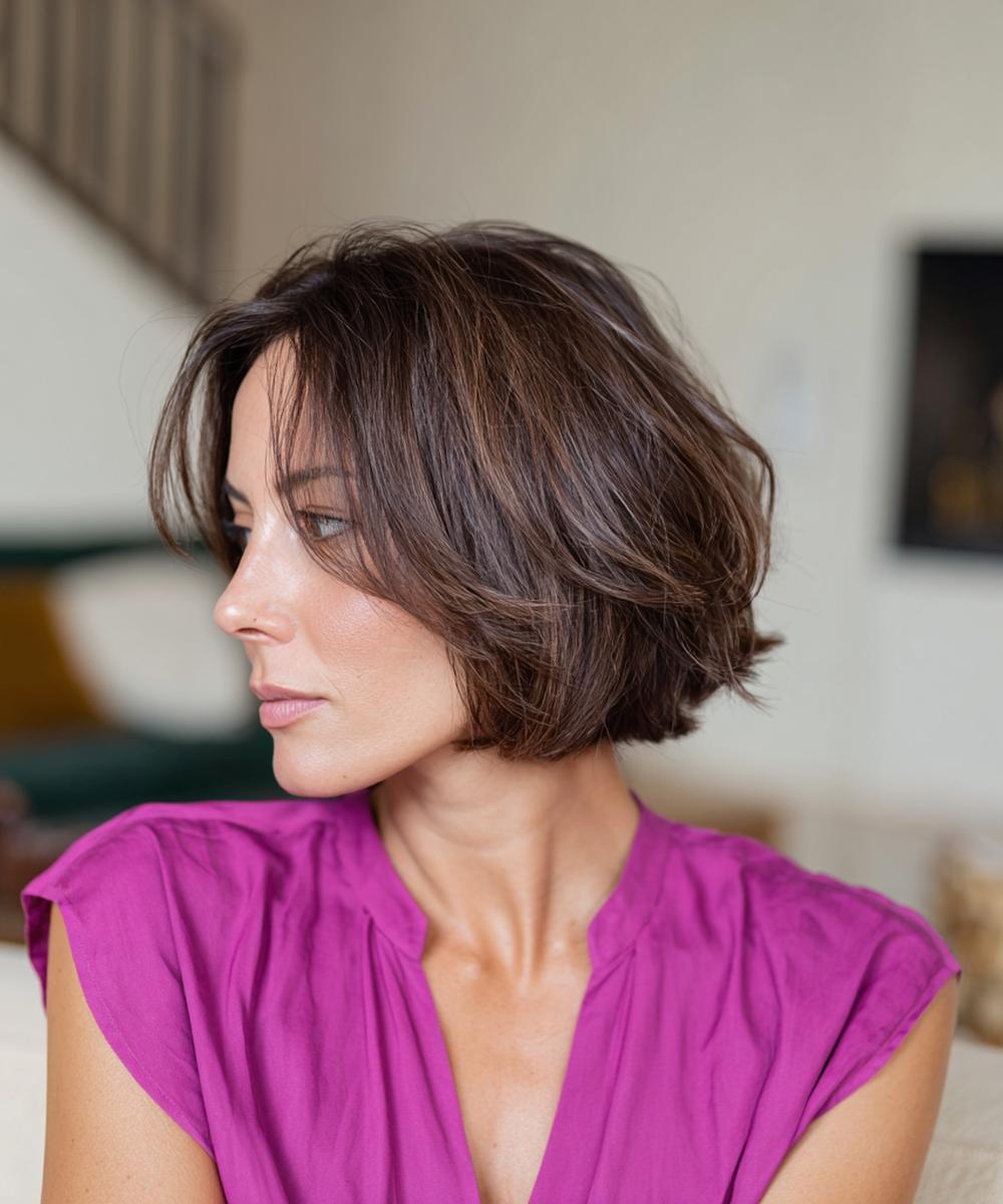 Brauner Bob Mit Seitenscheitel