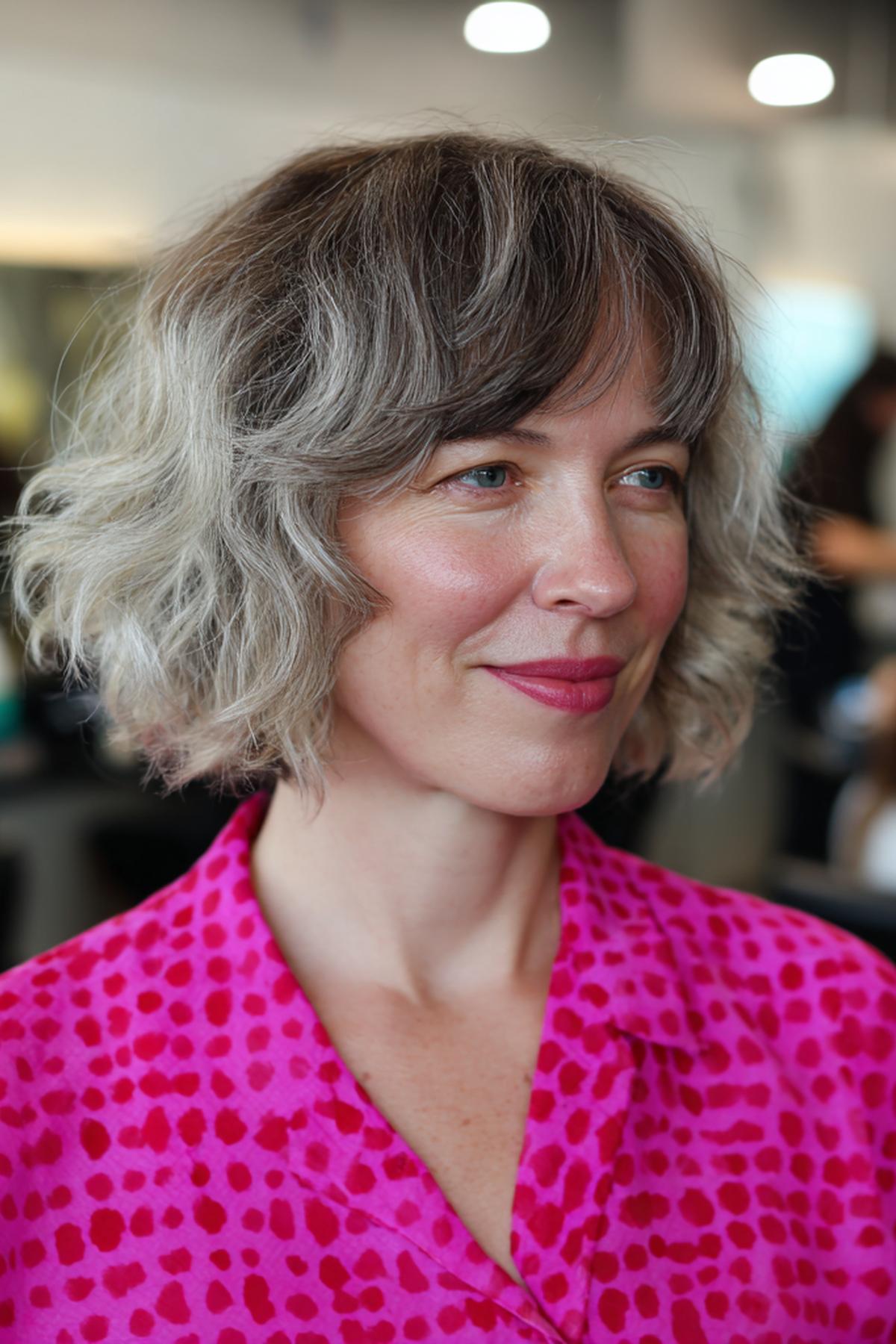 Grauer Wellen Bob Mit Pony