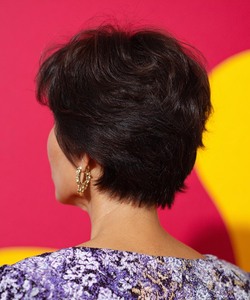 Dunkler Gestufter Kurzhaarschnitt