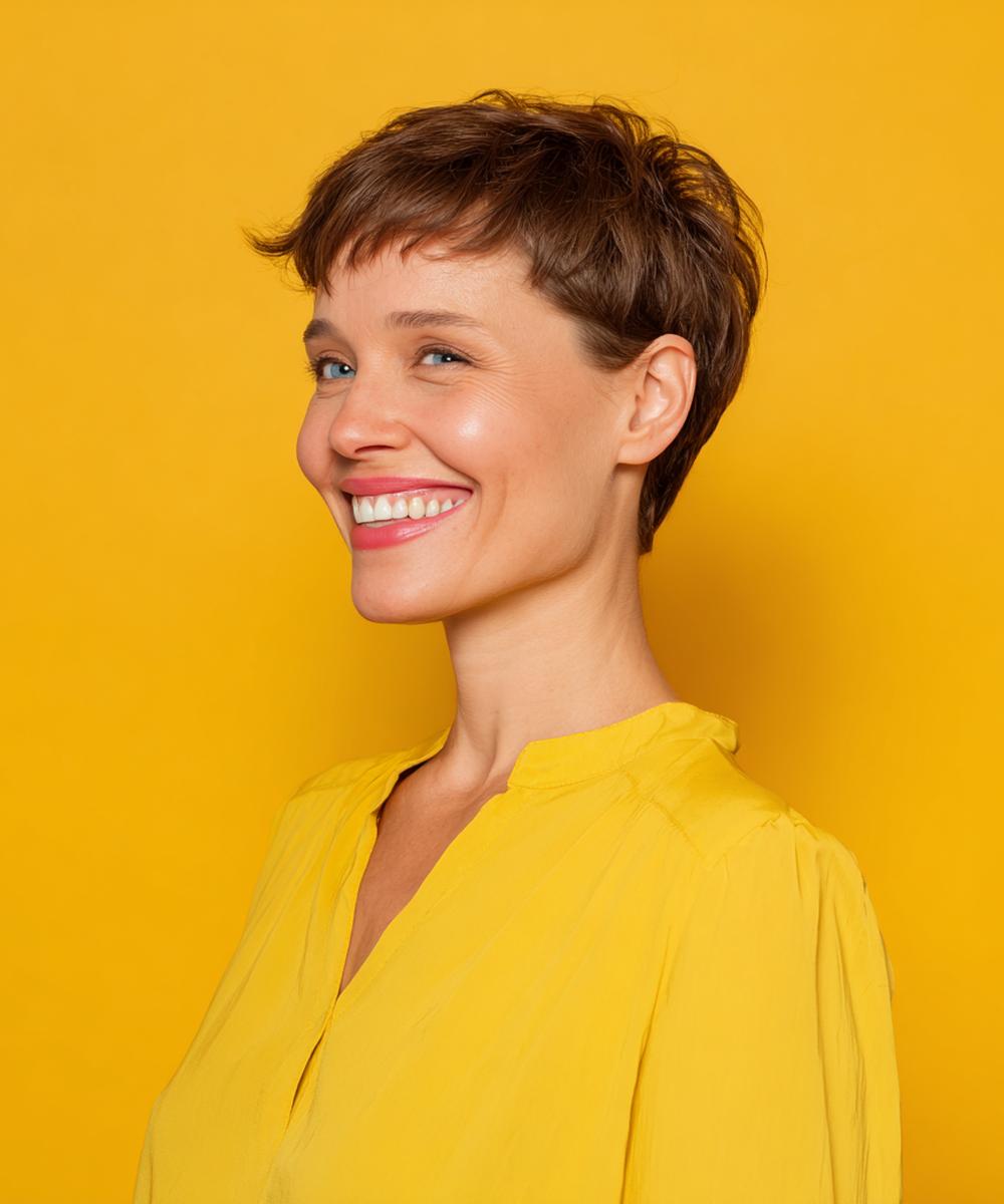 Brauner Kurzer Pixie Mit Pony