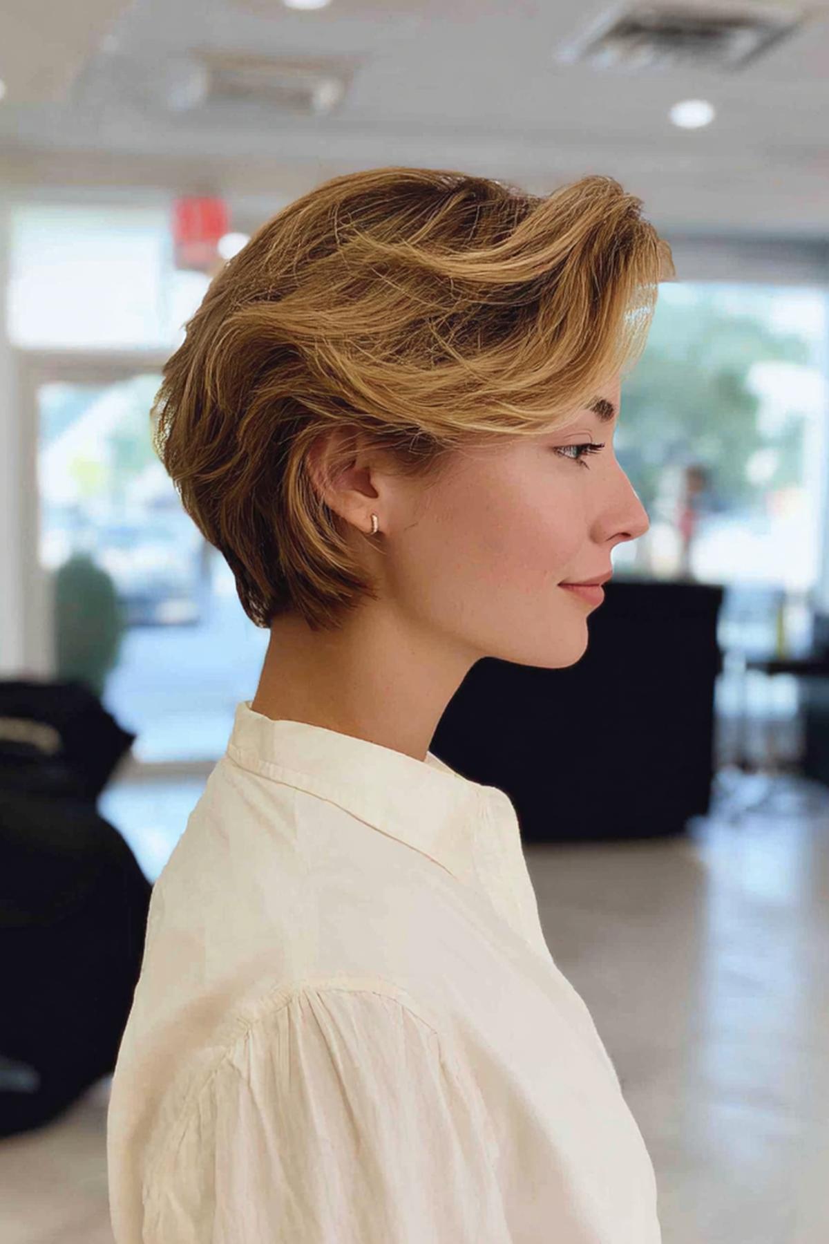 Blonder Kurzschnitt Mit Seitenscheitel