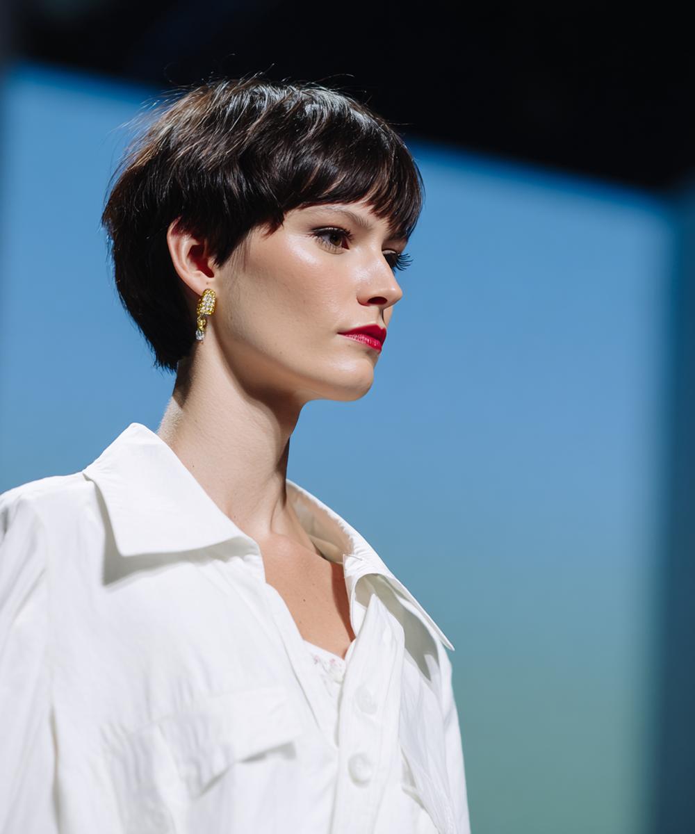 Dunkelbrauner Glatter Pixie