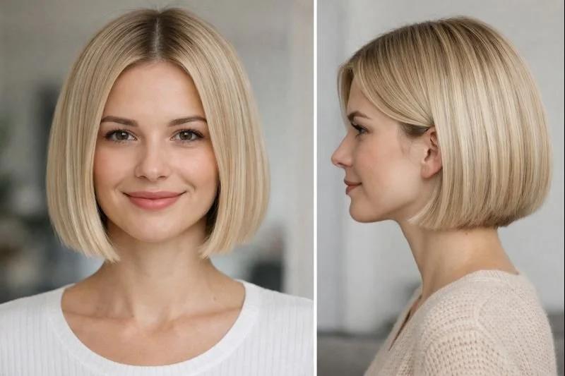 Kurzer Bob blonde Haare