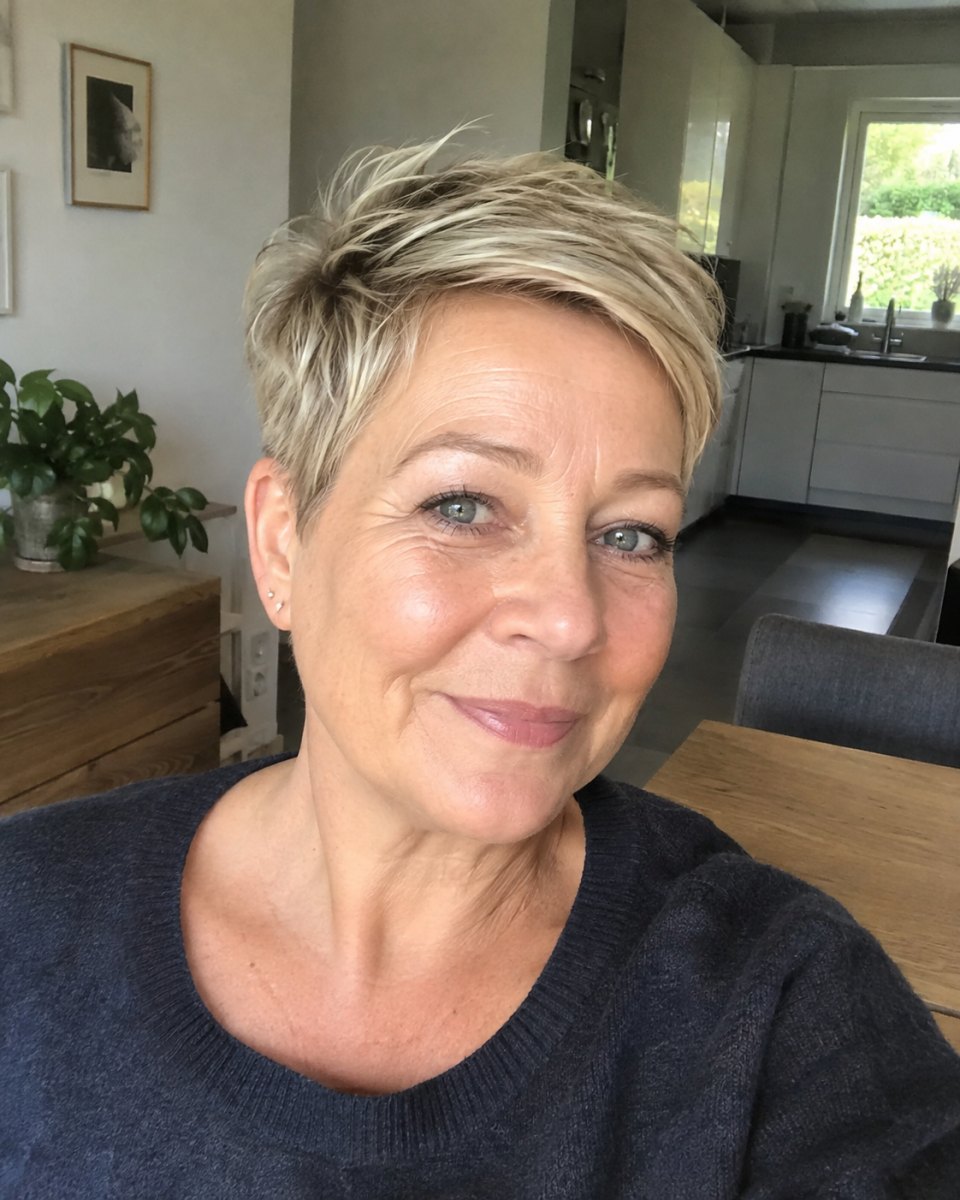 Pixie Cut mit längerem Deckhaar
