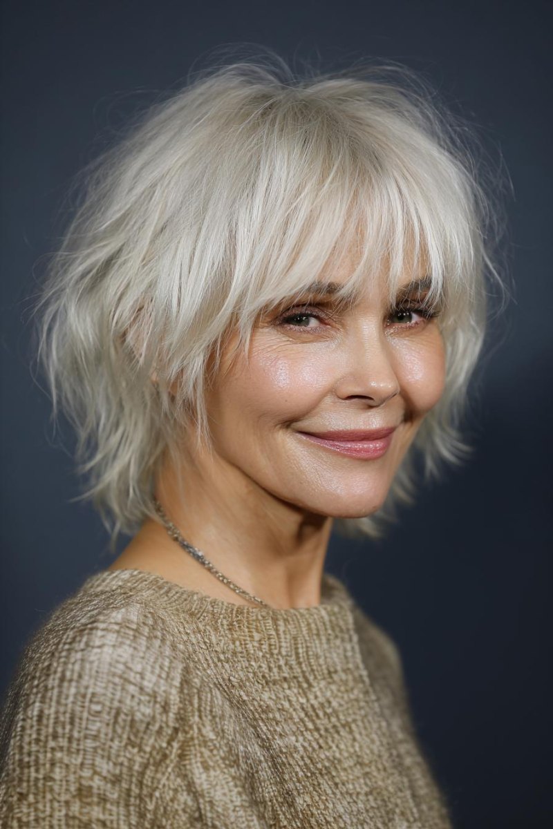 Kurzer Shag Cut Frau
