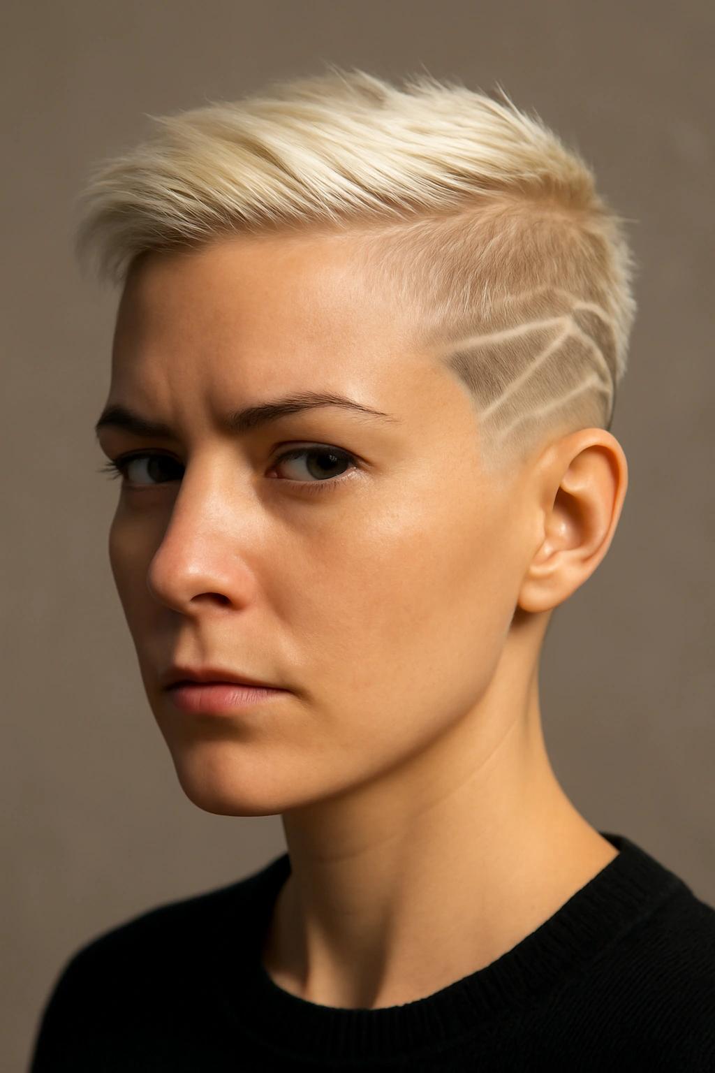 Rasierte Details im Pixie Undercut