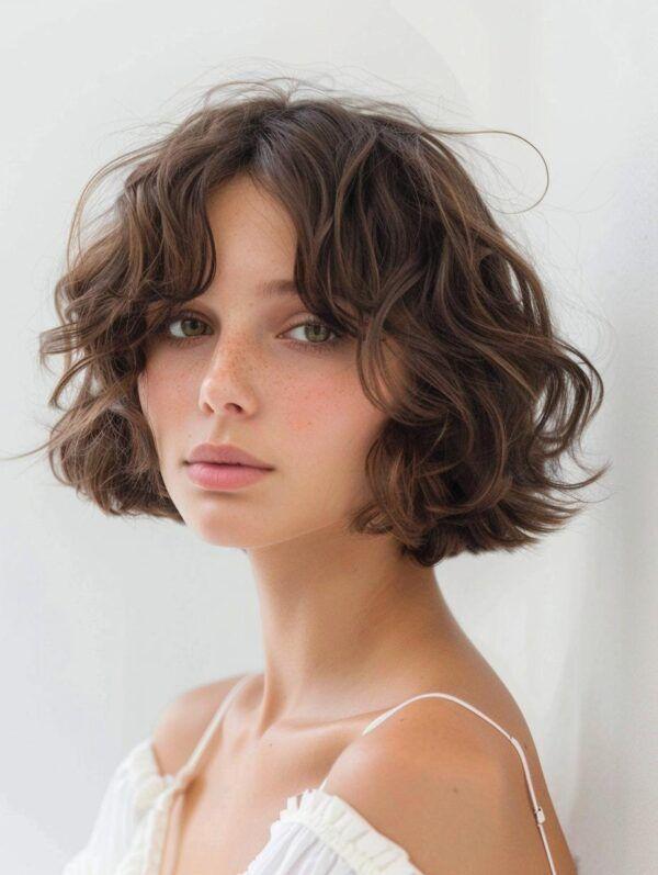 Natürliche Locken mit Curtain Bangs