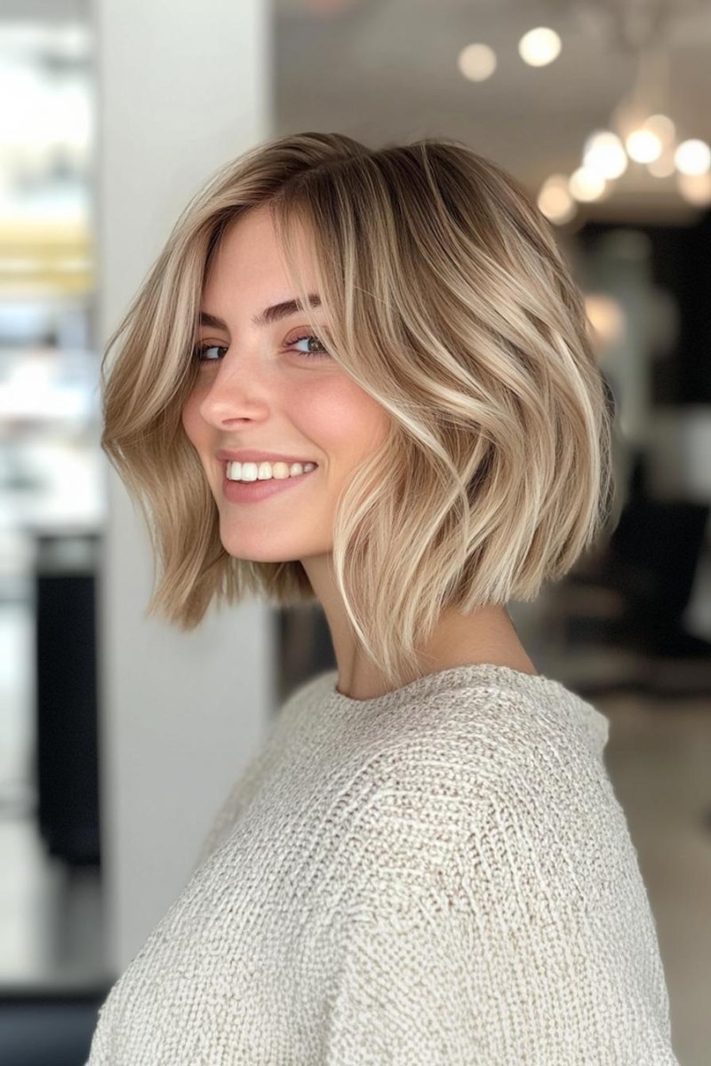 Beige blonder gestufter Bob