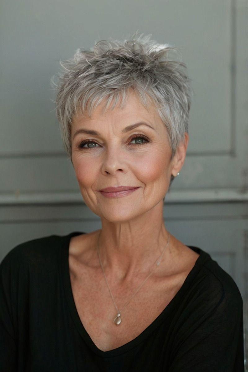 Natürlicher Pixie silberne Haare