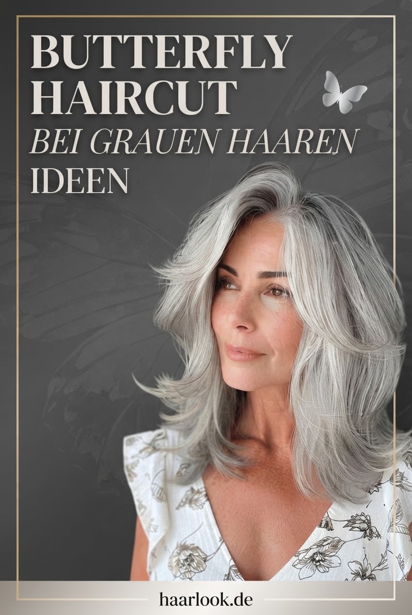 Butterfly Haircut bei grauen Haaren Ideen