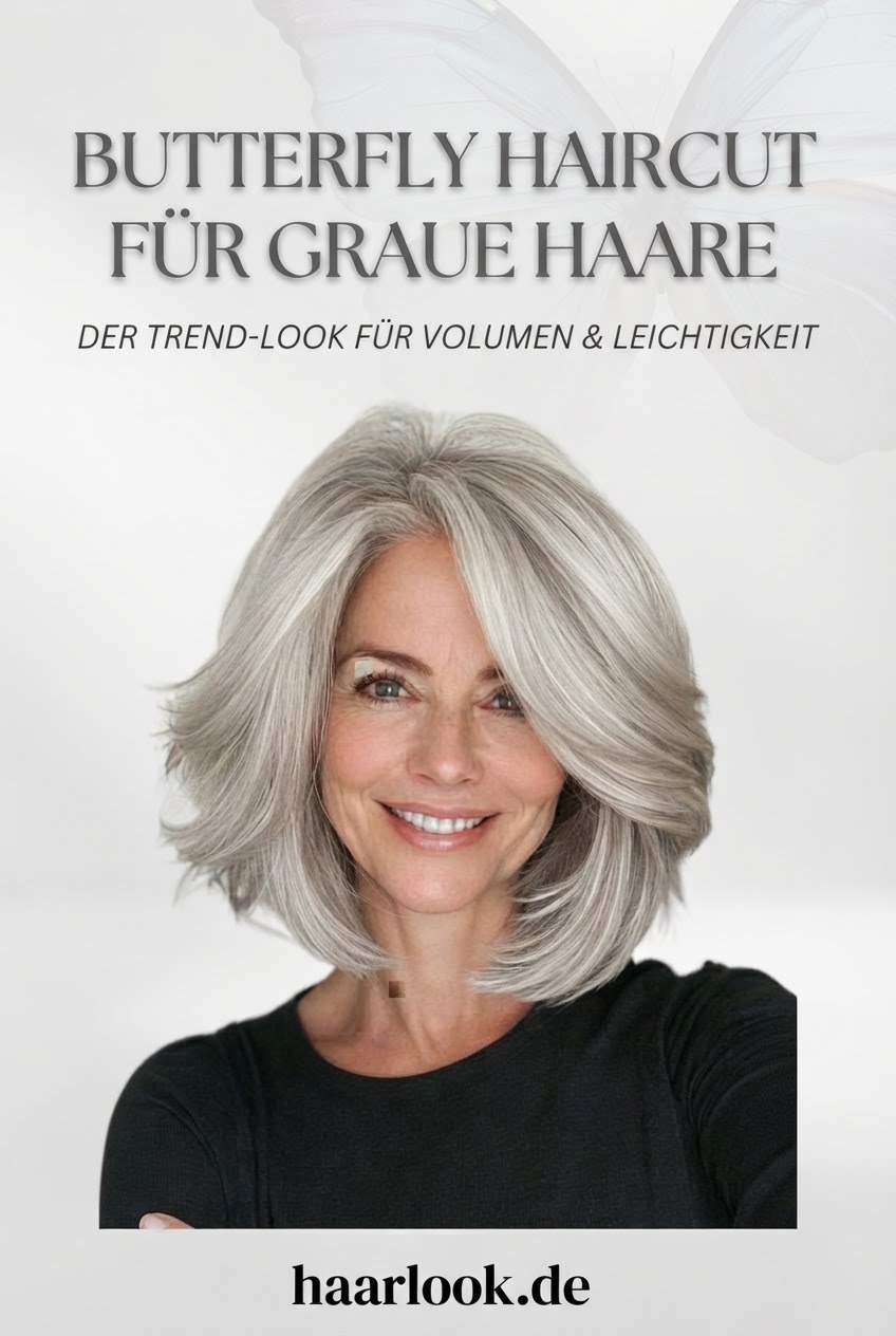 Butterfly Haircut für graue Haare