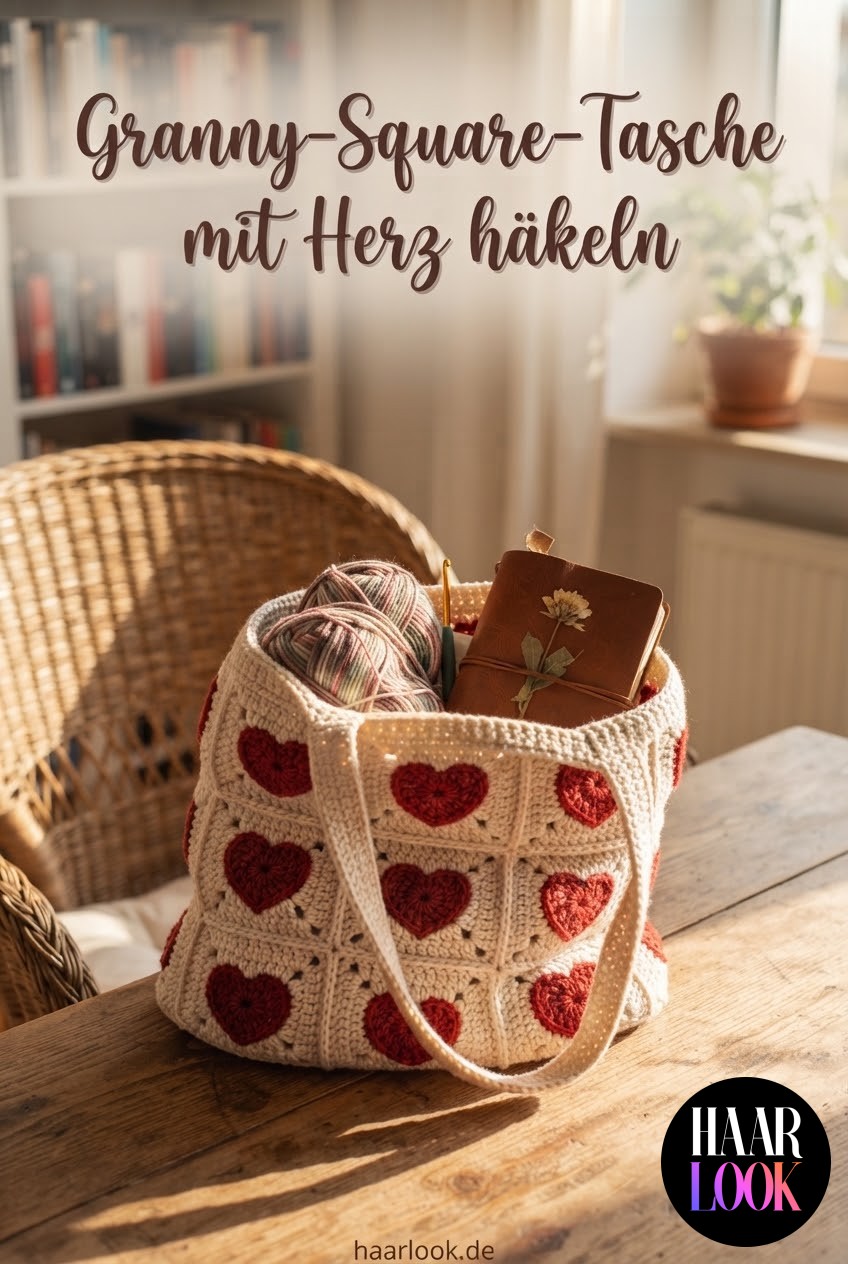 Granny-Square-Tasche mit Herz häkeln