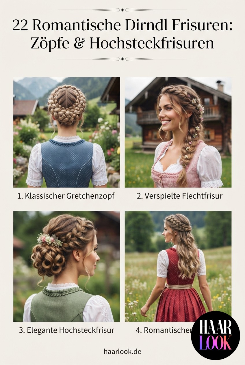 22 Romantische Dirndl Frisuren: Zöpfe & Hochsteckfrisuren