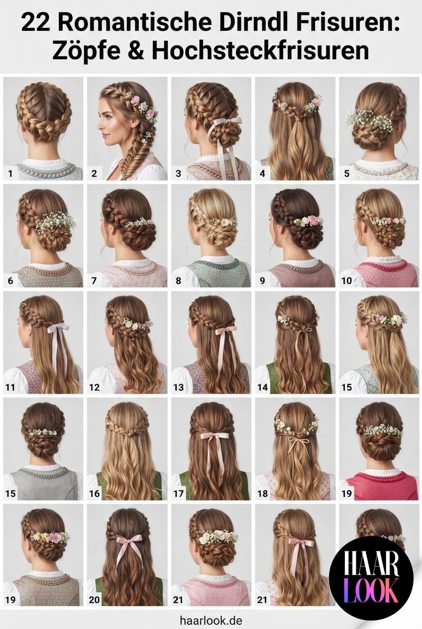 22 Romantische Dirndl Frisuren: Zöpfe & Hochsteckfrisuren