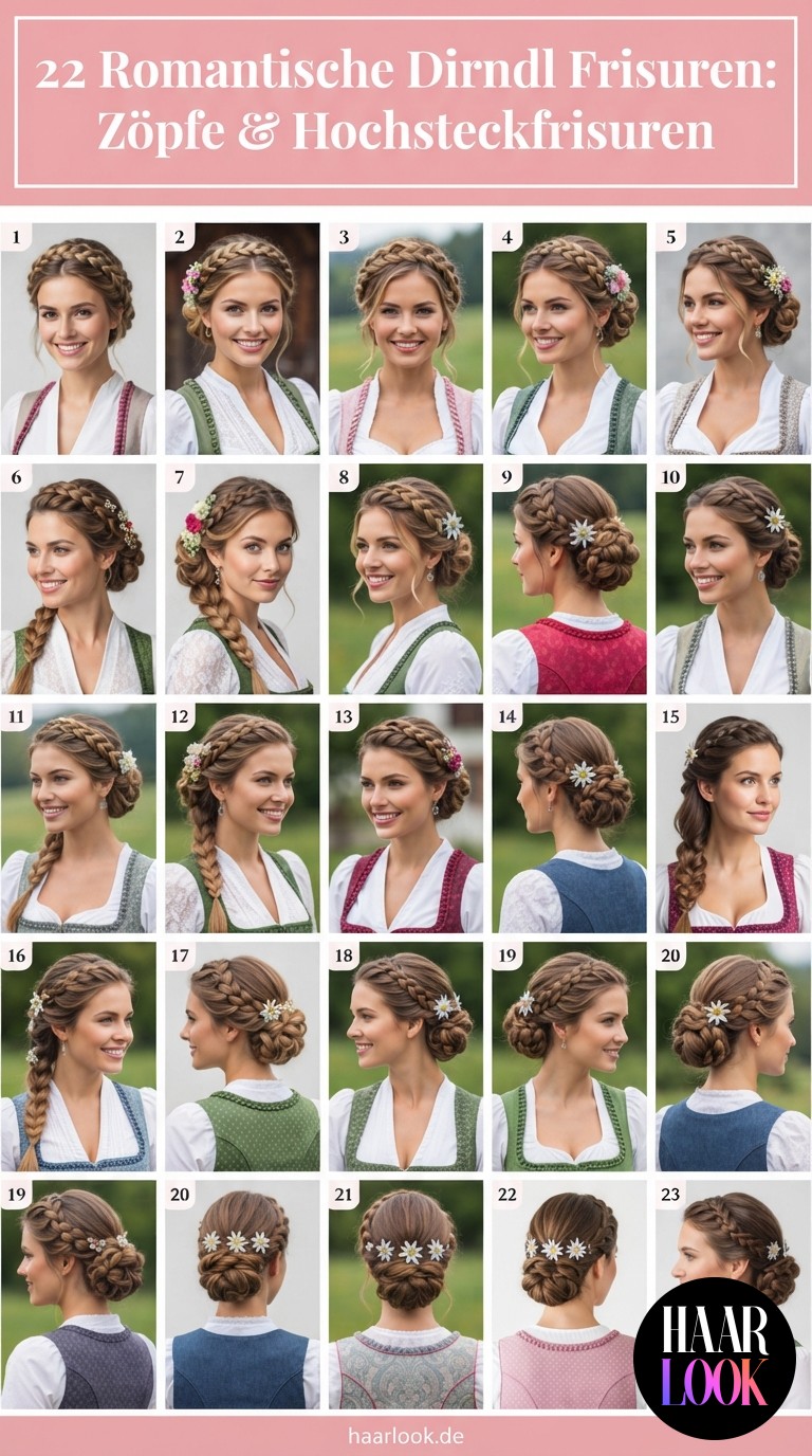 22 Romantische Dirndl Frisuren: Zöpfe & Hochsteckfrisuren