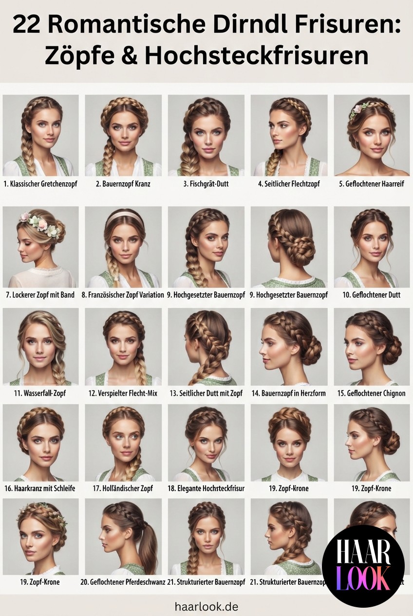 22 Romantische Dirndl Frisuren: Zöpfe & Hochsteckfrisuren